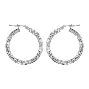 CREOLE ARGENT RHODIÉ MAILLE PALMIER DIAM 20MM
