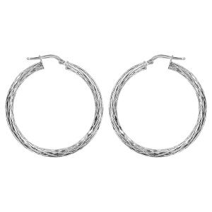 CREOLE ARGENT RHODIÉ  MAILLE PALMIER DIAM 30MM