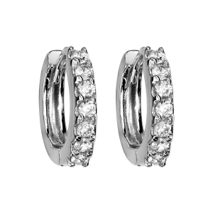 BOUCLES D'OREILLES ARGENT RHODIE CREOLE OXYDES BLANCS SERTIS