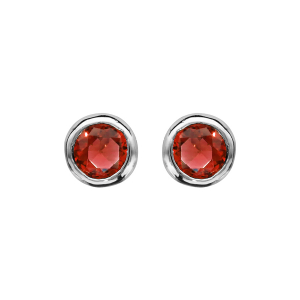 BOUCLES D'OREILLES TIGE ARGENT RHODIÉ SERTI CLOS PIERRE SYNTHETIQUE BLEU ROUGE