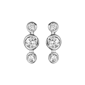 BOUCLES D'OREILLES TIGE ARGENT RHODIÉ 3 OXYDES SERTIS CLOS