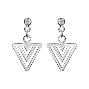 BOUCLES D'OREILLES TIGE ARGENT RHODIÉ PENDANTE 3 TRIANGLES