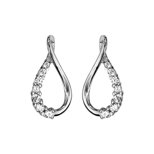 BOUCLES D'OREILLES TIGE ARGENT RHODIÉ FORME NFINI OXYDES BLANCS