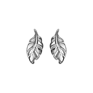 BOUCLES D'OREILLES TIGE ARGENT RHODIÉ FEUILLE