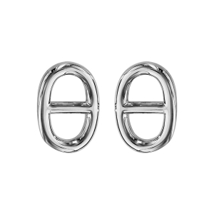 BOUCLES D'OREILLES TIGE ARGENT RHODIÉ MAILLE MARINE LISSE