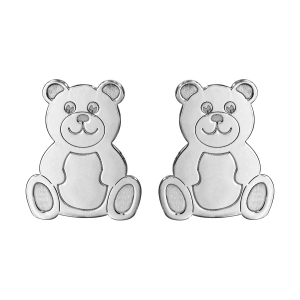 BOUCLES D'OREILLES TIGE ARGENT RHODIÉ OURSON