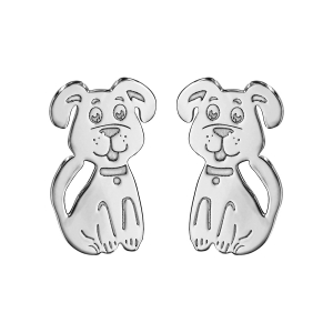 BOUCLES D'OREILLES TIGE ARGENT RHODIÉ CHIEN