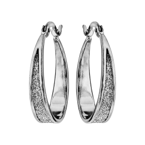 CRÉOLES ARGENT RHODIÉ GLITTER BLANC