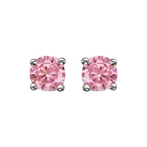 BOUCLES D'OREILLES TIGE ARGENT RHODIÉ OXYDE ROSE ROND 4MM SERTIS