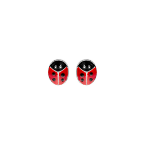 BOUCLES D'OREILLES TIGE ARGENT RHODIÉ PUCE COCCINELLE