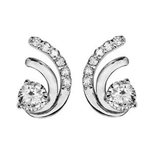 BOUCLES D'OREILLES TIGE ARGENT RHODIÉ OXYDES BLANCS SERTIS
