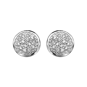 BOUCLES D'OREILLES TIGE ARGENT RHODIÉ CLOU OXYDES BLANCS SERTIS