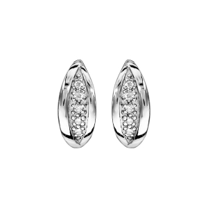 BOUCLES D'OREILLES TIGE ARGENT RHODIÉ OXYDES BLANCS SERTIS