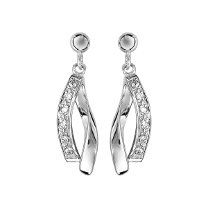BOUCLES D'OREILLES TIGE ARGENT RHODIÉ OXYDES BLANCS SERTIS