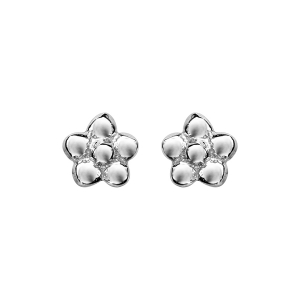 BOUCLES D'OREILLES TIGE ARGENT RHODIÉ PETITE FLEUR