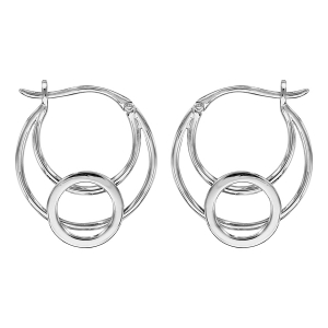 CREOLES ARGENT RHODIE 3 CERCLES EVIDES