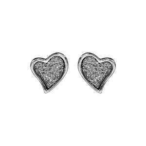 BOUCLES D'OREILLES TIGE ARGENT RHODIÉ COEUR GLITTER