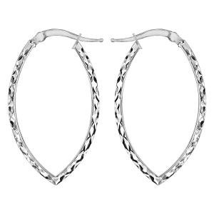 CREOLES ARGENT PASSIVÉ OVALE MOTIF DIAMANTE