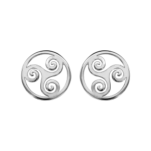 BOUCLES D'OREILLES TIGE ARGENT RHODIÉ MOTIF TRISKEL