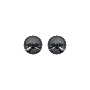 BOUCLES D'OREILLES TIGE ARGENT RHODIÉ BOULE HEMATITE 6MM