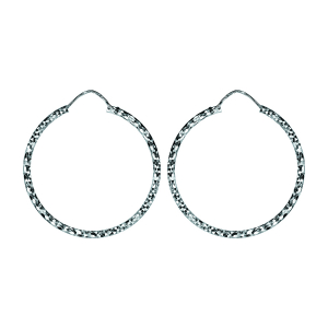 CRÉOLES ARGENT RHODIÉ DIAMANTE 30MM
