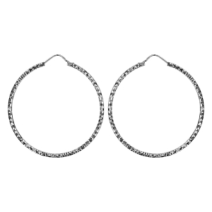 CRÉOLES ARGENT RHODIÉ DIAMANTE 42MM