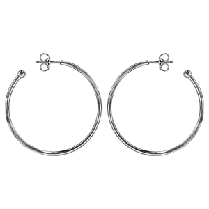 CREOLES TIGE ARGENT RHODIE 30MM