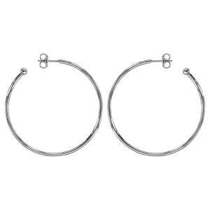 CREOLES TIGE ARGENT RHODIE 40MM