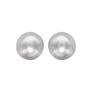 BOUCLES D'OREILLES TIGE ARGENT RHODIÉ BOUTON PERLE DE CULTURE D'EAU DOUCE 8MM