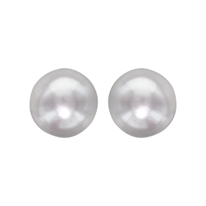 BOUCLES D'OREILLES TIGE ARGENT RHODIÉ BOUTON PERLE DE CULTURE D'EAU DOUCE 10MM