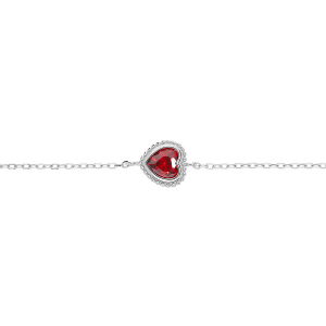 BRACELET ARGENT RHODIÉ COEUR OXYDE GRENAT 16+3CM