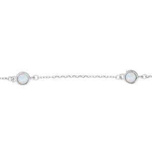BRACELET ARGENT RHODIÉ 3 OPALES IMITATION BLANCHES  16,5+3CM