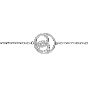 BRACELET ARGENT RHODIÉ CERCLES OXYDES BLANCS SERTIS 16+2CM