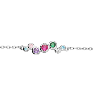 BRACELET ARGENT RHODIÉ MULTICOULEUR 15+3CM