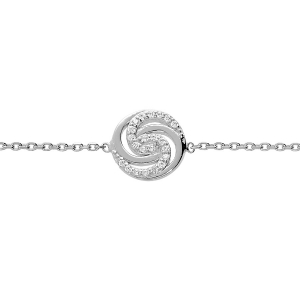 BRACELET ARGENT RHODIÉ CERCLE OXYDES BLANCS SERTIS 16+2CM