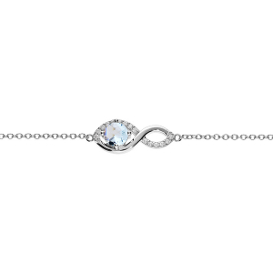 BRACELET ARGENT RHODIÉ INFINI TOAZES BLEU ET OXYDES BLANCS SERTIS 16+3CM