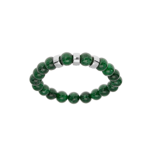 BRACELET ARGENT RHODIÉ EXTENSIBLE BOULES JADE VERT VÉRITABLE 3 CHARMS A GRAVER