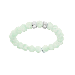 BRACELET ARGENT RHODIÉ EXTENSIBLE BOULES ANGELITE VERT CLAIR VÉRITABLE 2 CHARMS A GRAVER