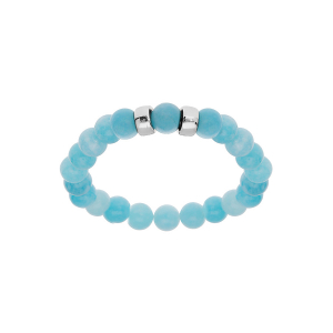 BRACELET ARGENT RHODIÉ EXTENSIBLE BOULES JADE BLEU VÉRITABLE 2 CHARMS A GRAVER