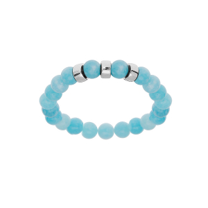 BRACELET ARGENT RHODIÉ EXTENSIBLE BOULES JADE BLEU VÉRITABLE 3 CHARMS A GRAVER