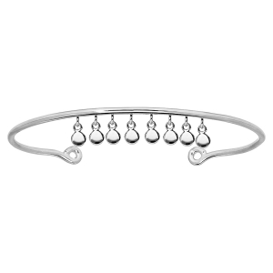 BRACELET ARGENT RHODIÉ JONC PASTILLES PENDANTES