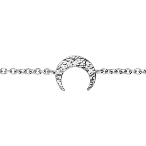 BRACELET ARGENT RHODIÉ CROISSANT DE LUNE MARTELEE 16+3CM