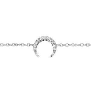 BRACELET ARGENT RHODIÉ DEMI LUNE OXYDES BLANCS SERTIS 16+3CM