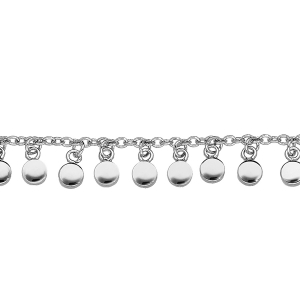 BRACELET ARGENT RHODIÉ PAMPILLES LISSES 16+3CM