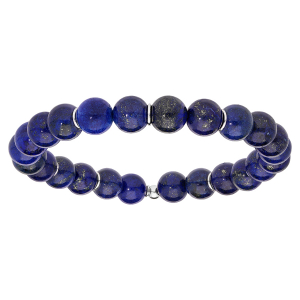 BRACELET EXTENSIBLE BOULES LAPIS LAZULI AVEC RONDELLES ARGENT RHODIÉ