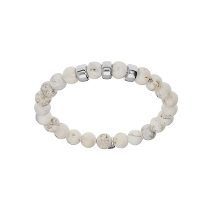 BRACELET ARGENT RHODIÉ EXTENSIBLE BOULES HOWILTE BLANCHE ET MARRON  VÉRITABLE 3 CHARMS A GRAVER