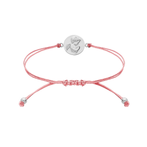 BRACELET ARGENT RHODIÉ CORDON COULISSANT ROSE AVEC ANGELOT