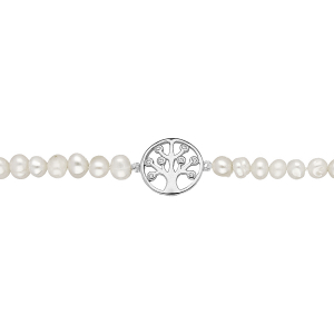 BRACELET ARGENT RHODIÉ PERLES DE CULTURE D'EAU DOUCE AVEC ARBRE DE VIE 17+4CM