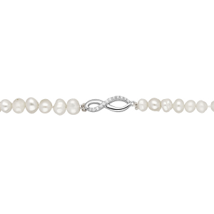BRACELET ARGENT RHODIÉ PERLES D'EAU DOUCE AVEC INFINI OXYDES BLANCS SERTIS 18+4CM