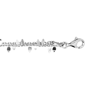 BRACELET ARGENT RHODIÉ TRIPLE CHAINE FANTAISIE 17+3CM